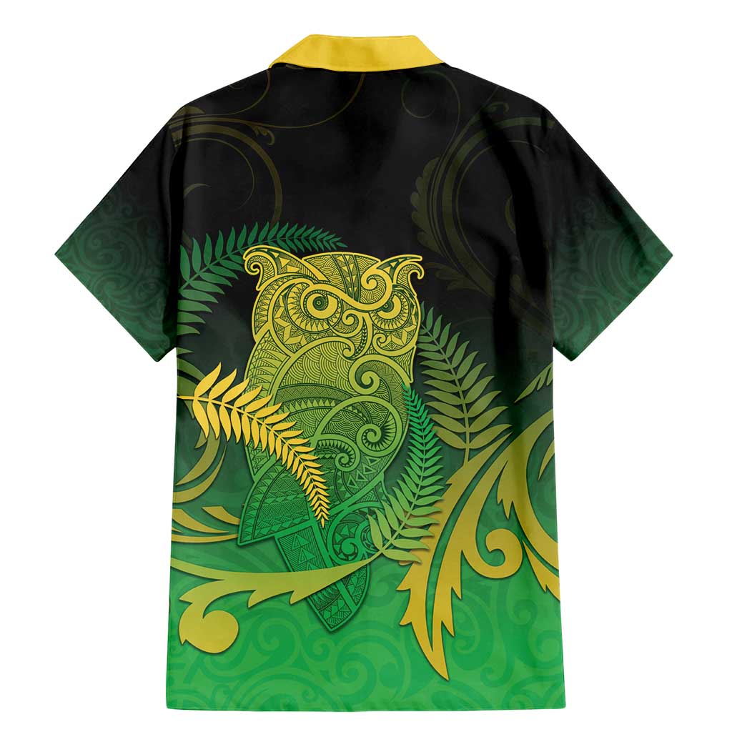 New Zealand Aotearoa Ruru Family Matching Mermaid Dress and Hawaiian Shirt Maori Fern Art Green
