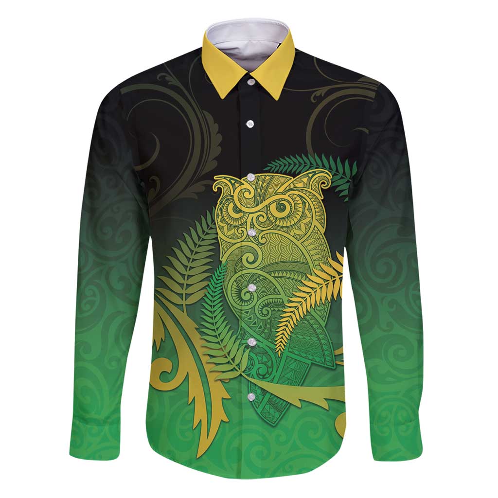 New Zealand Aotearoa Ruru Family Matching Puletasi and Hawaiian Shirt Maori Fern Art Green
