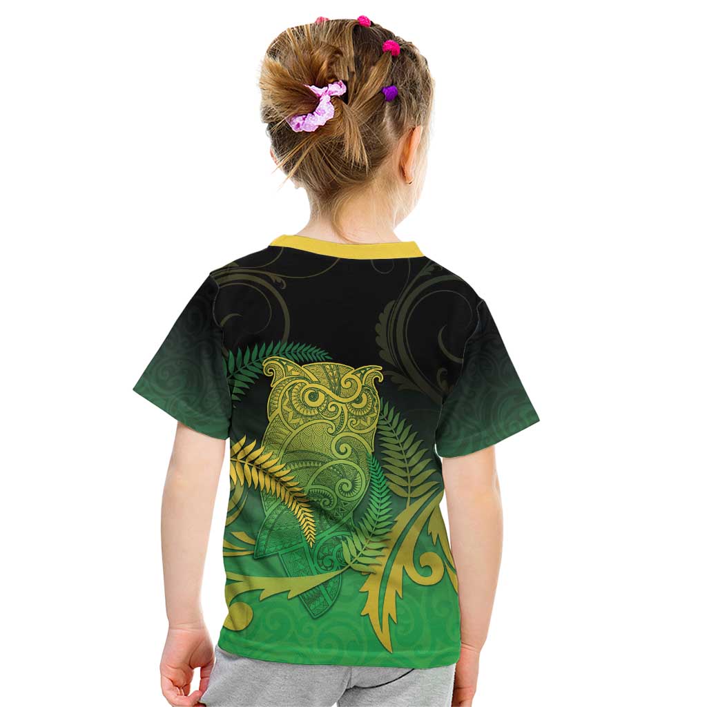 New Zealand Aotearoa Ruru Kid T Shirt Maori Fern Art Green