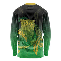 New Zealand Aotearoa Ruru Long Sleeve Shirt Maori Fern Art Green LT05 - Polynesian Pride