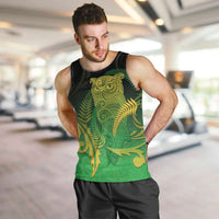 New Zealand Aotearoa Ruru Men Tank Top Maori Fern Art Green