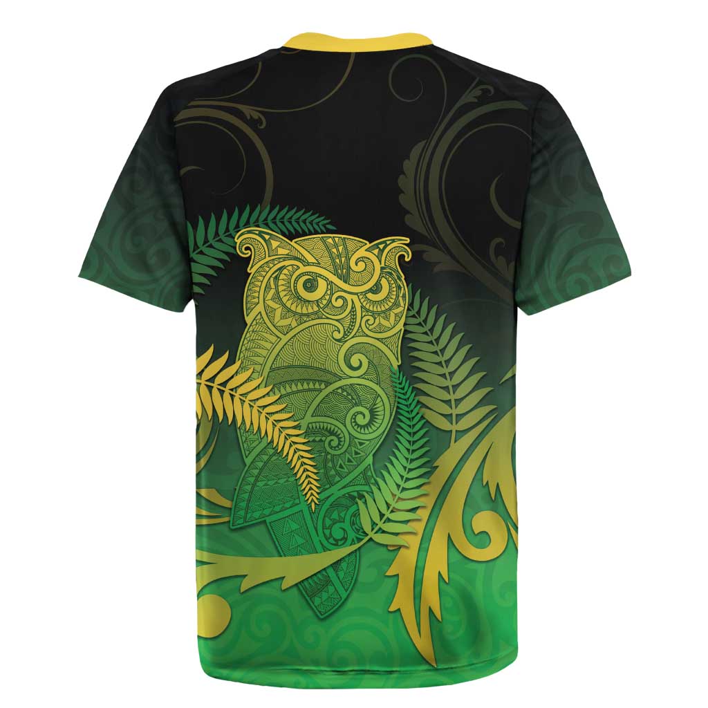 New Zealand Aotearoa Ruru Rugby Jersey Maori Fern Art Green