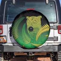 New Zealand Aotearoa Ruru Spare Tire Cover Maori Fern Art Green