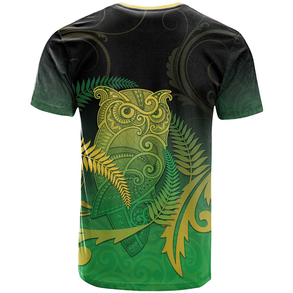 New Zealand Aotearoa Ruru T Shirt Maori Fern Art Green