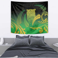 New Zealand Aotearoa Ruru Tapestry Maori Fern Art Green