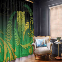 New Zealand Aotearoa Ruru Window Curtain Maori Fern Art Green
