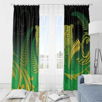 New Zealand Aotearoa Ruru Window Curtain Maori Fern Art Green