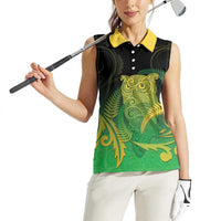 New Zealand Aotearoa Ruru Women Sleeveless Polo Shirt Maori Fern Art Green