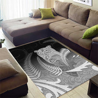 New Zealand Aotearoa Ruru Area Rug Maori Fern Art Black