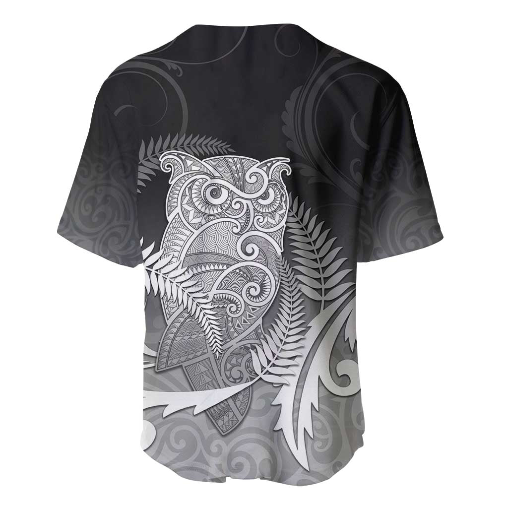 New Zealand Aotearoa Ruru Baseball Jersey Maori Fern Art Black