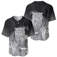 New Zealand Aotearoa Ruru Baseball Jersey Maori Fern Art Black