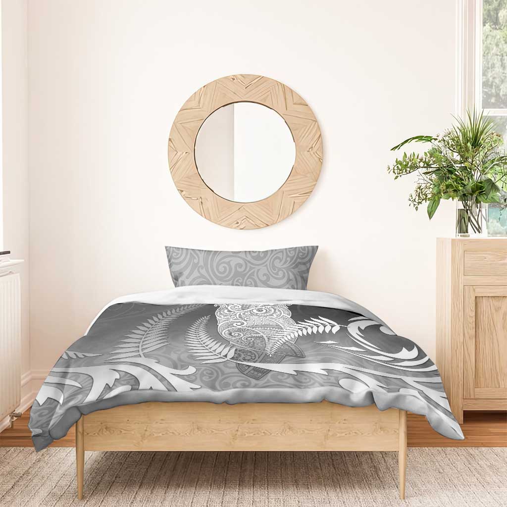 New Zealand Aotearoa Ruru Bedding Set Maori Fern Art Black