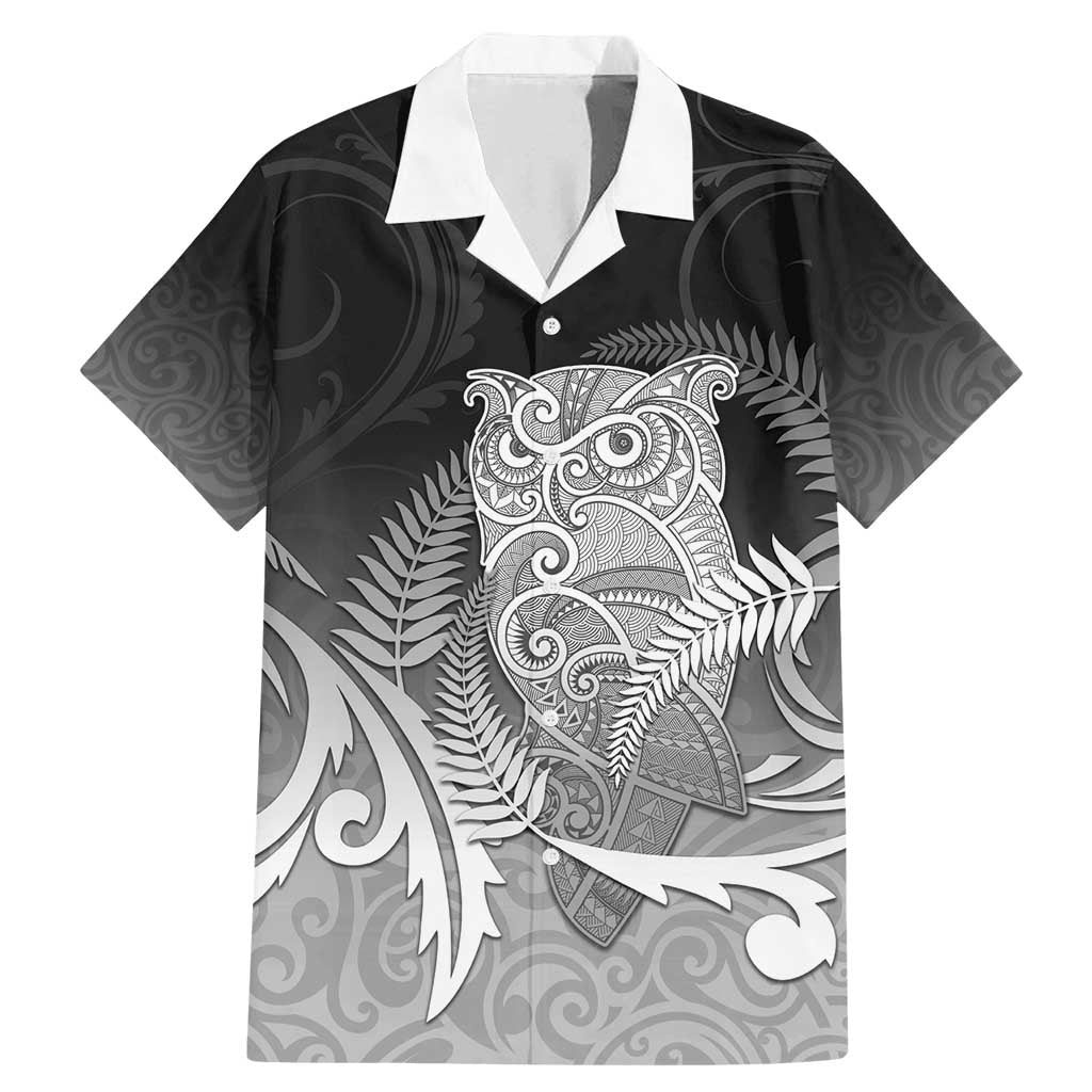 New Zealand Aotearoa Ruru Family Matching Mermaid Dress and Hawaiian Shirt Maori Fern Art Black
