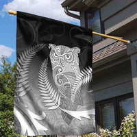New Zealand Aotearoa Ruru Garden Flag Maori Fern Art Black