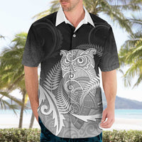 New Zealand Aotearoa Ruru Hawaiian Shirt Maori Fern Art Black