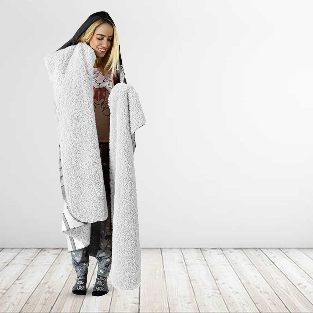 New Zealand Aotearoa Ruru Hooded Blanket Maori Fern Art Black