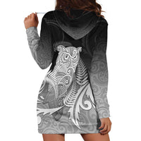 New Zealand Aotearoa Ruru Hoodie Dress Maori Fern Art Black LT05 - Polynesian Pride
