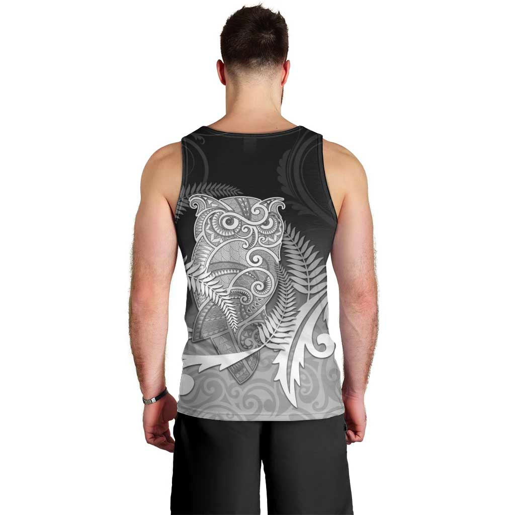 New Zealand Aotearoa Ruru Men Tank Top Maori Fern Art Black