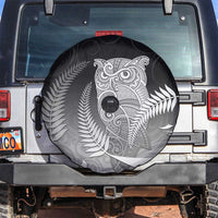 New Zealand Aotearoa Ruru Spare Tire Cover Maori Fern Art Black