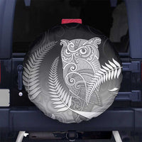 New Zealand Aotearoa Ruru Spare Tire Cover Maori Fern Art Black