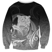New Zealand Aotearoa Ruru Sweatshirt Maori Fern Art Black LT05 - Polynesian Pride