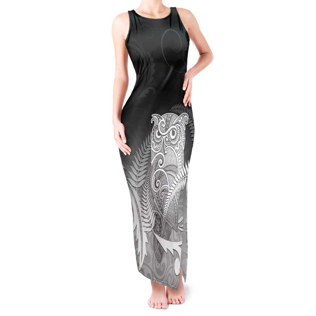 New Zealand Aotearoa Ruru Tank Maxi Dress Maori Fern Art Black LT05 Women Black - Polynesian Pride