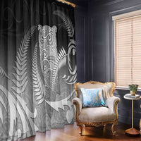 New Zealand Aotearoa Ruru Window Curtain Maori Fern Art Black