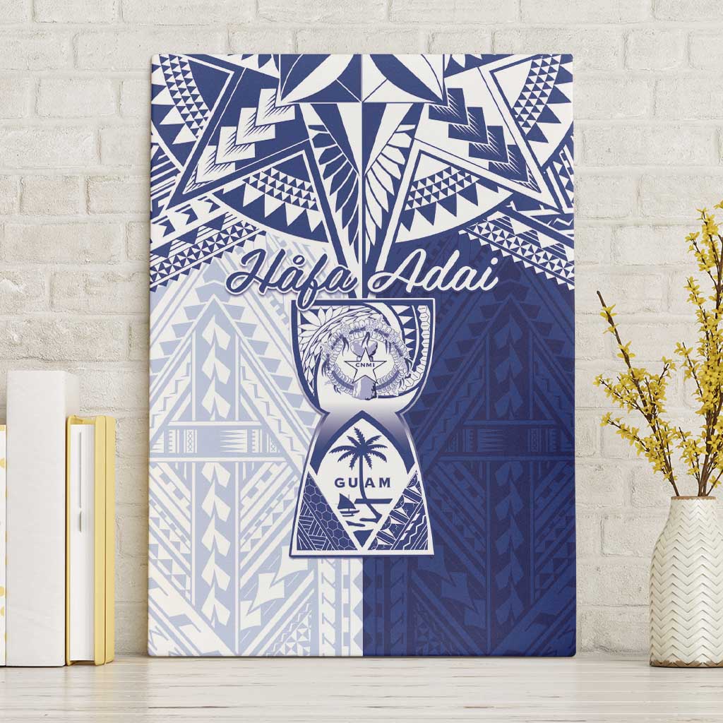 Northern Mariana Islands And Guam Canvas Wall Art Latte Stone With Tribal Pattern