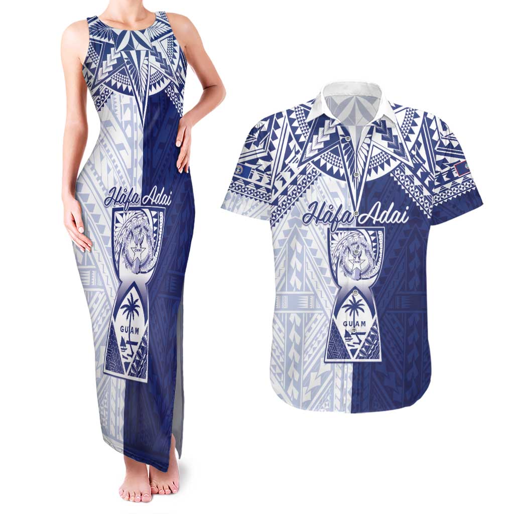 Personalised Northern Mariana Islands And Guam Couples Matching Tank Maxi Dress and Hawaiian Shirt Latte Stone With Tribal Pattern