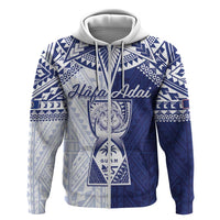 Personalised Northern Mariana Islands And Guam Hoodie Latte Stone With Tribal Pattern LT05 Zip Hoodie Blue - Polynesian Pride