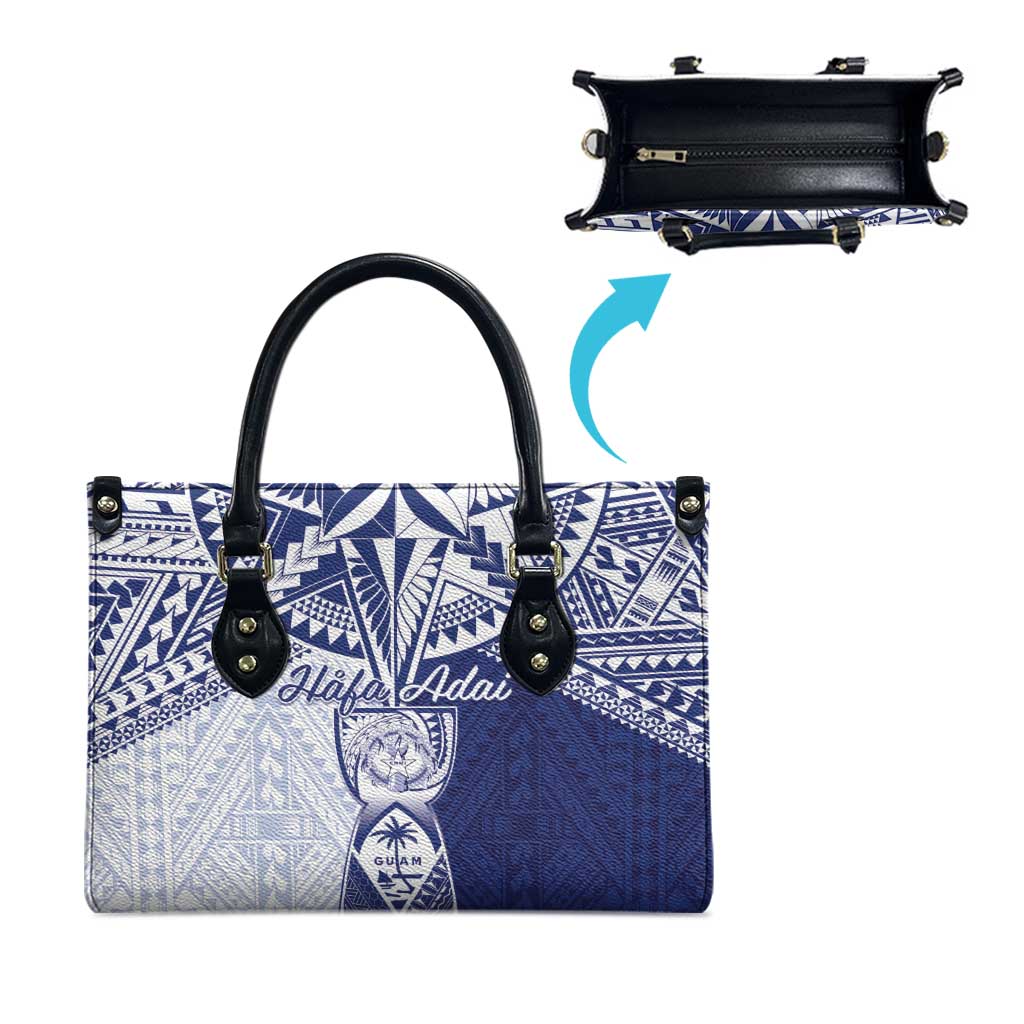 Northern Mariana Islands And Guam Leather Bag Latte Stone With Tribal Pattern