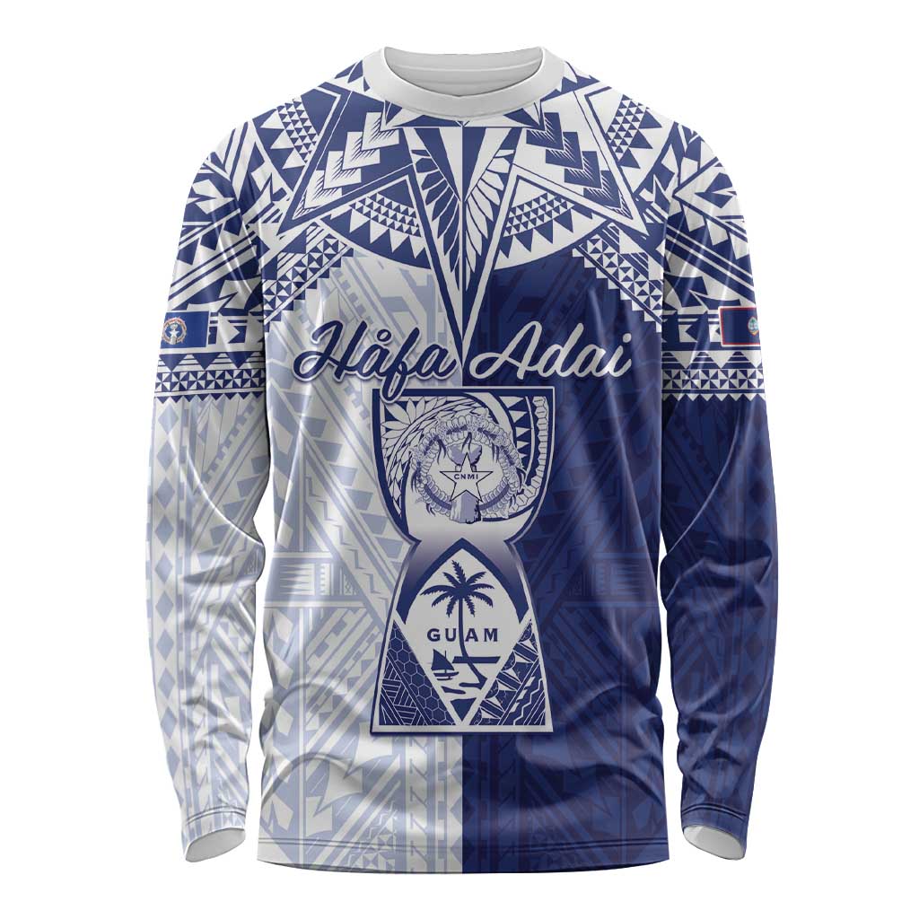Personalised Northern Mariana Islands And Guam Long Sleeve Shirt Latte Stone With Tribal Pattern
