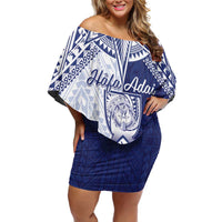 Personalised Northern Mariana Islands And Guam Off Shoulder Short Dress Latte Stone With Tribal Pattern