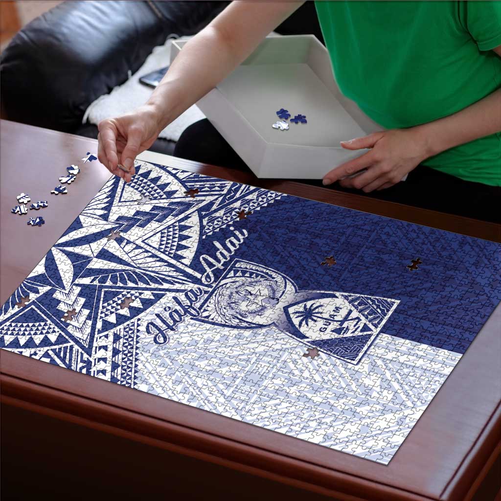 Northern Mariana Islands And Guam Puzzle Latte Stone With Tribal Pattern