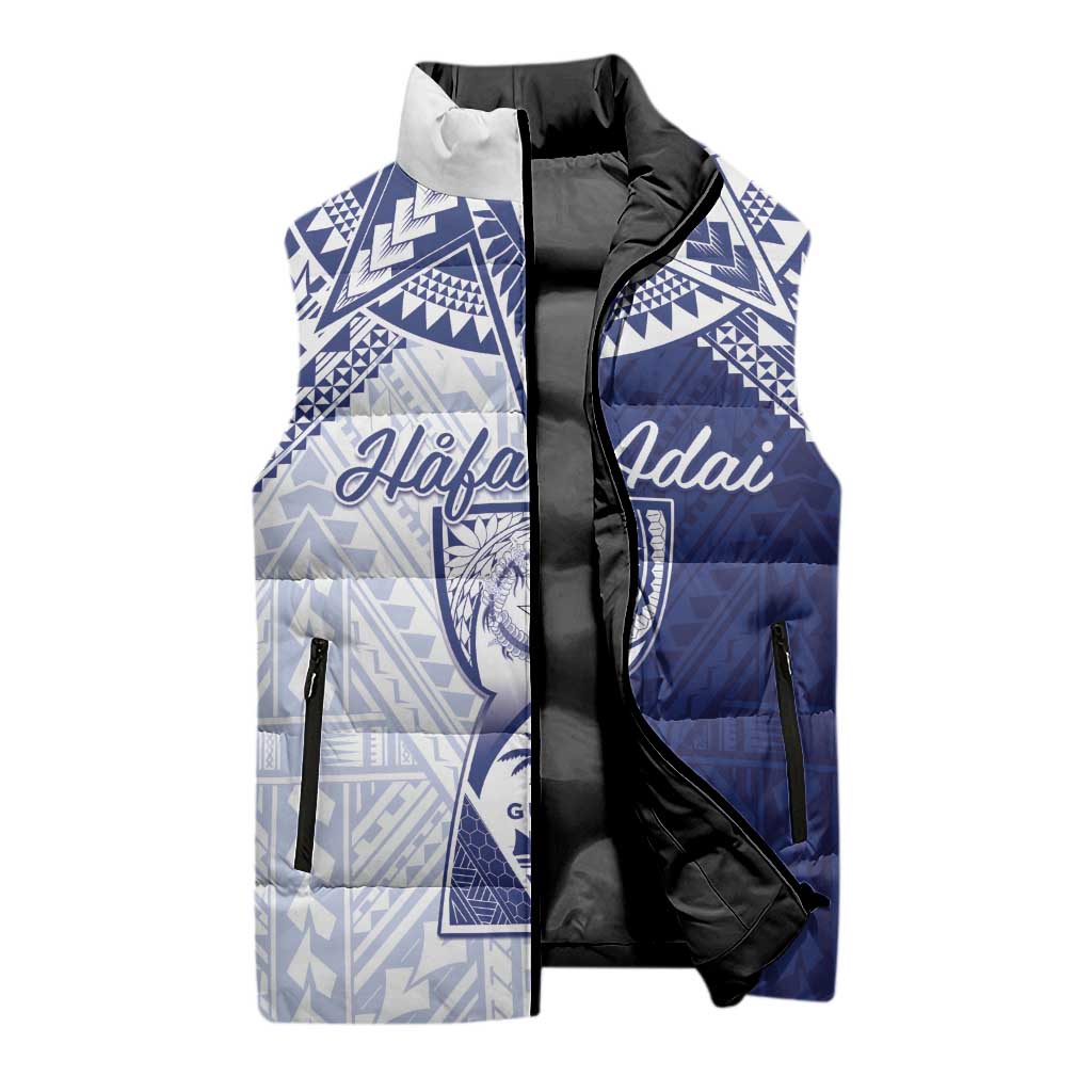 Personalised Northern Mariana Islands And Guam Sleeveless Puffer Jacket Latte Stone With Tribal Pattern