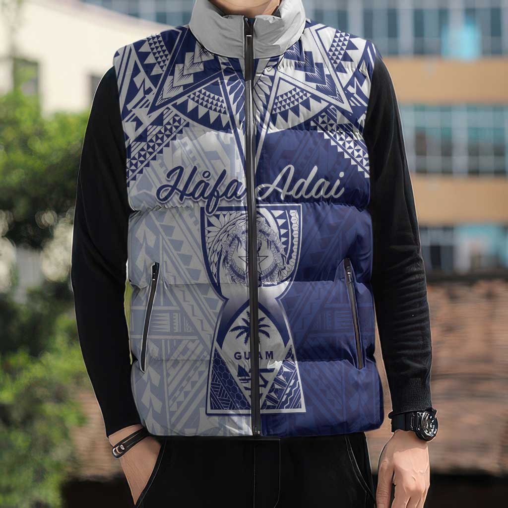 Personalised Northern Mariana Islands And Guam Sleeveless Puffer Jacket Latte Stone With Tribal Pattern