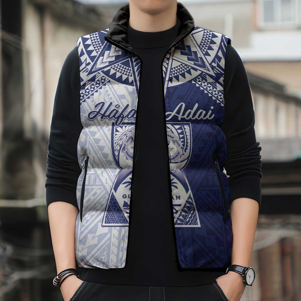 Personalised Northern Mariana Islands And Guam Sleeveless Puffer Jacket Latte Stone With Tribal Pattern