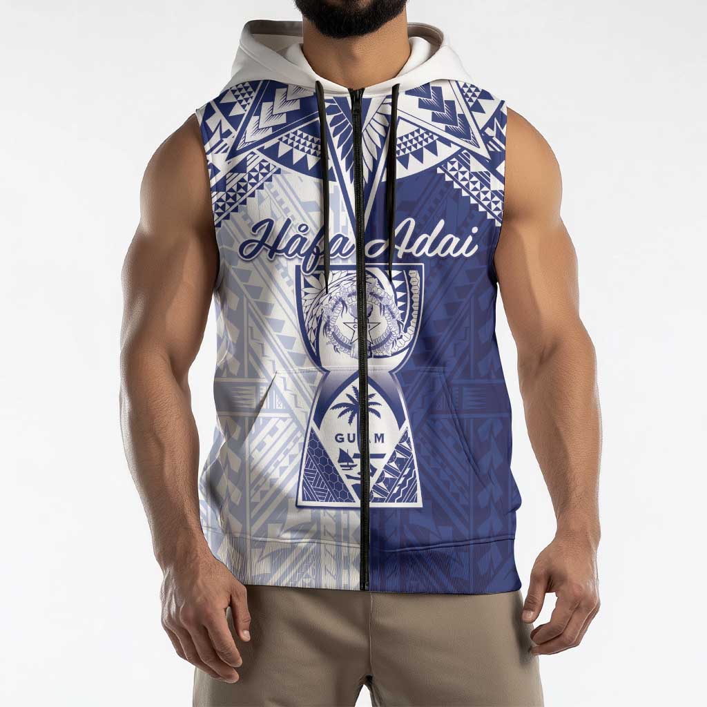 Personalised Northern Mariana Islands And Guam Sleeveless Zip Hoodie Latte Stone With Tribal Pattern