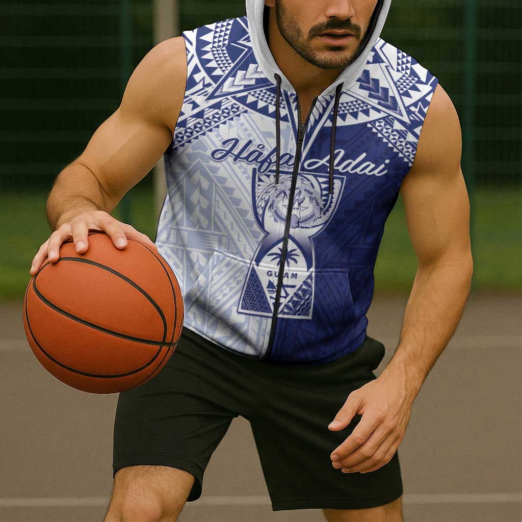 Personalised Northern Mariana Islands And Guam Sleeveless Zip Hoodie Latte Stone With Tribal Pattern