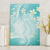 Polynesian Jellyfish Canvas Wall Art With Plumeria Teal LT05 Without Frame Teal - Polynesian Pride