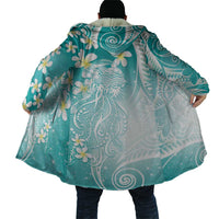 Polynesian Jellyfish Cloak With Plumeria Teal
