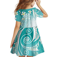 Polynesian Jellyfish Family Matching Long Sleeve Bodycon Dress and Hawaiian Shirt With Plumeria Teal LT05 - Polynesian Pride