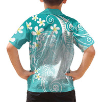Polynesian Jellyfish Hawaiian Shirt With Plumeria Teal