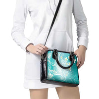 Polynesian Jellyfish Shoulder Handbag With Plumeria Teal LT05 - Polynesian Pride