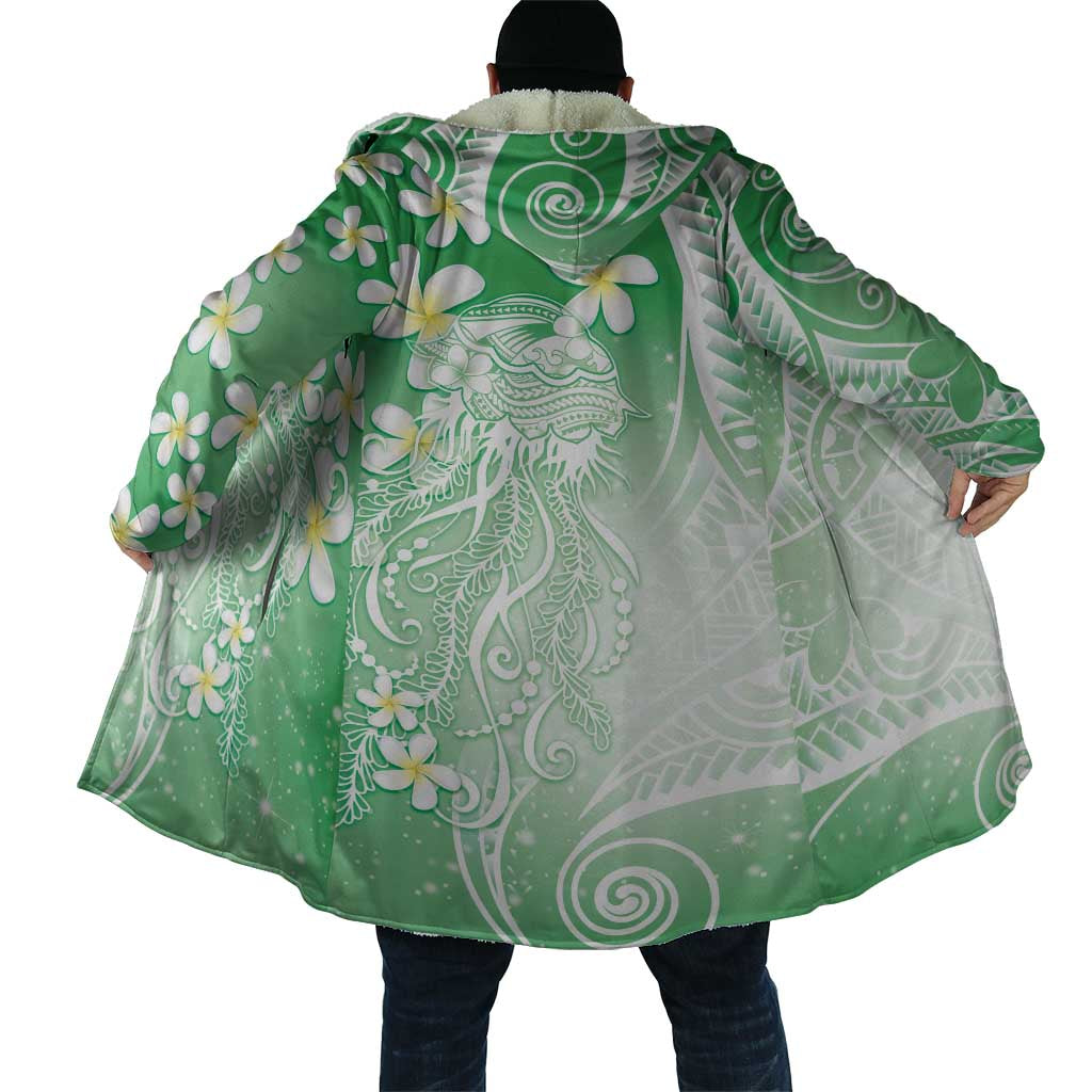 Polynesian Jellyfish Cloak With Plumeria Green