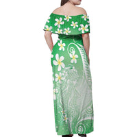 Polynesian Jellyfish Family Matching Off Shoulder Maxi Dress and Hawaiian Shirt With Plumeria Green LT05 - Polynesian Pride