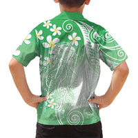 Polynesian Jellyfish Family Matching Summer Maxi Dress and Hawaiian Shirt With Plumeria Green LT05 - Polynesian Pride