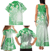 Polynesian Jellyfish Family Matching Tank Maxi Dress and Hawaiian Shirt With Plumeria Green LT05 - Polynesian Pride