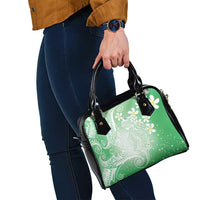 Polynesian Jellyfish Shoulder Handbag With Plumeria Green LT05 - Polynesian Pride