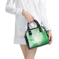 Polynesian Jellyfish Shoulder Handbag With Plumeria Green LT05 - Polynesian Pride